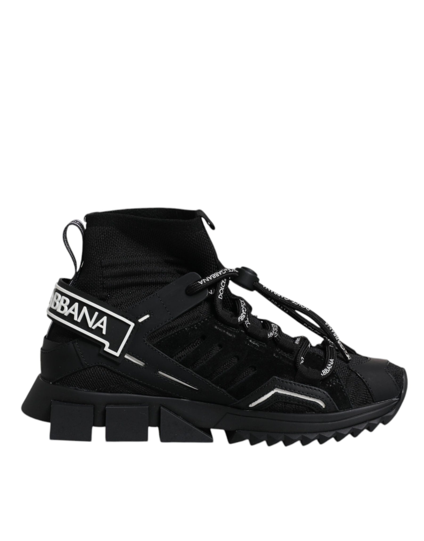 Dolce & Gabbana Black Sorrento Socks Logo Sneakers Shoes | Regal Royce