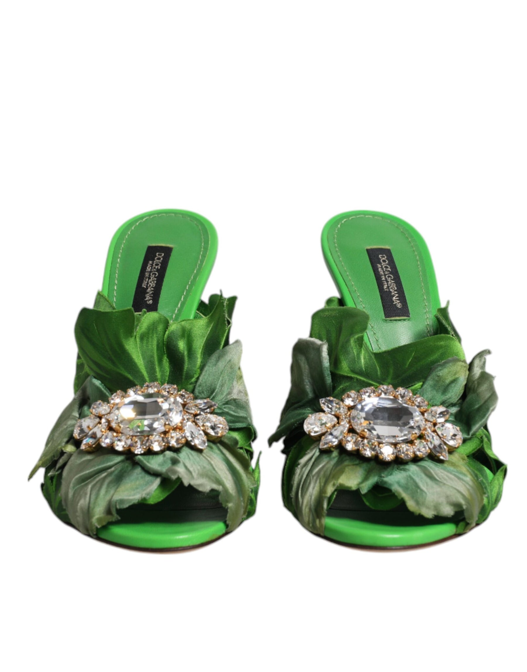 Dolce & Gabbana Green Crystal Slides KEIRA Sandal Shoes | Regal Royce