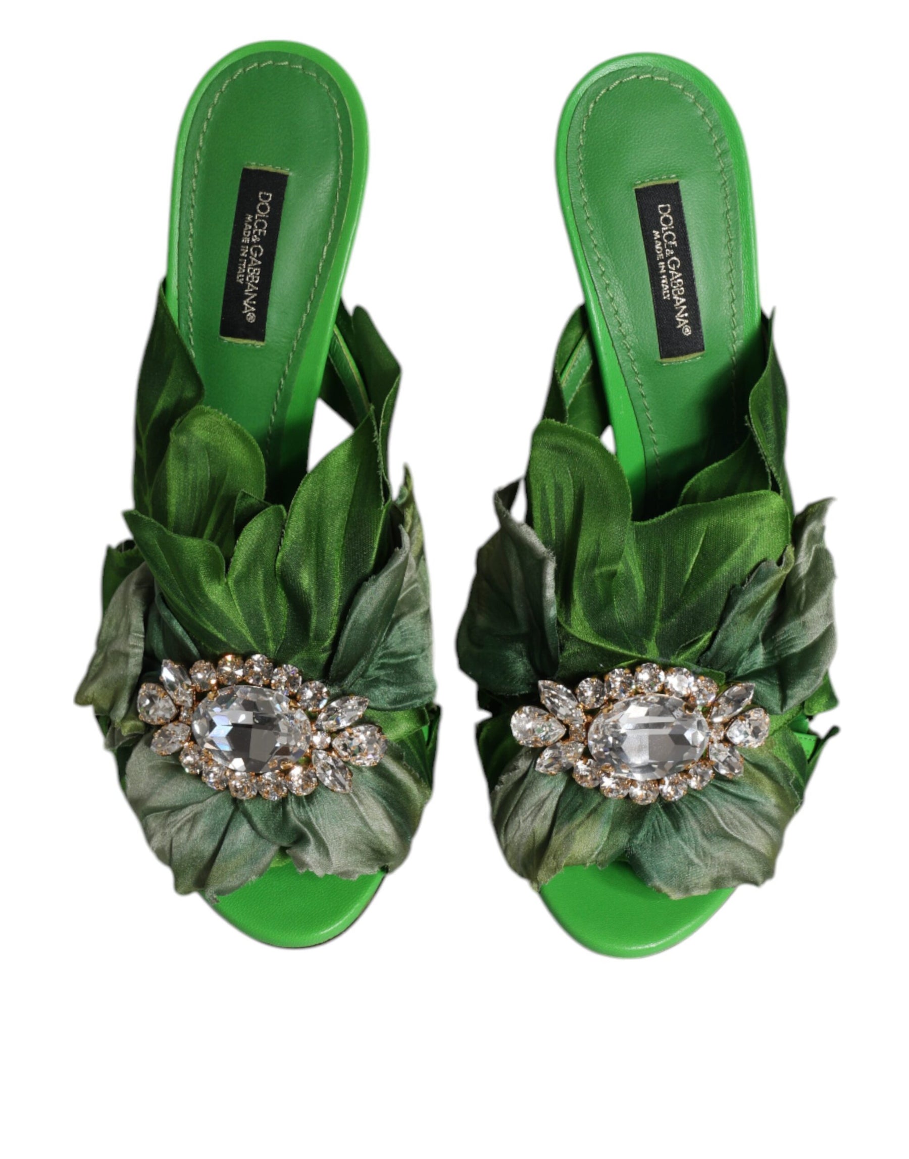 Dolce & Gabbana Green Crystal Slides KEIRA Sandal Shoes | Regal Royce