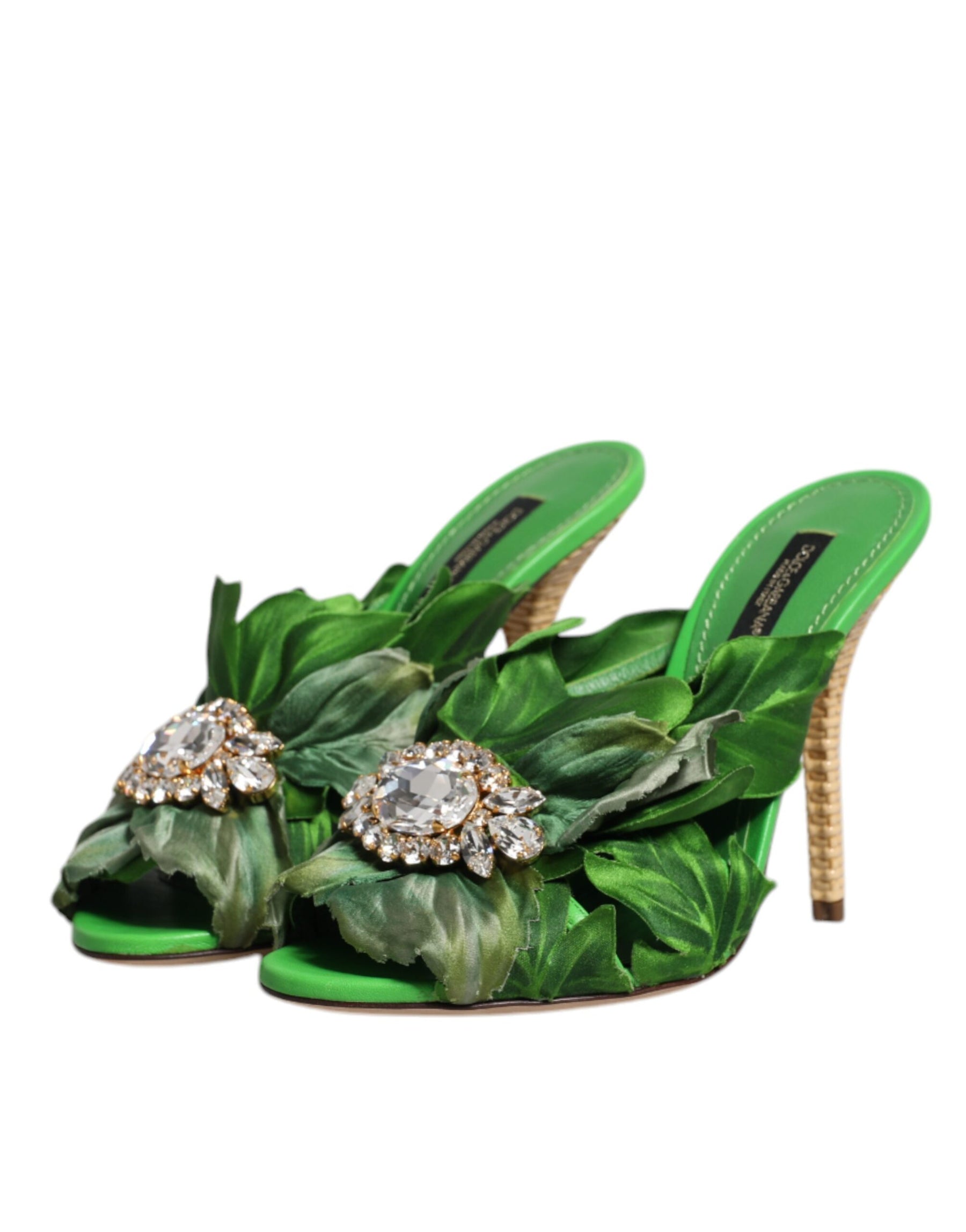 Dolce & Gabbana Green Crystal Slides KEIRA Sandal Shoes | Regal Royce