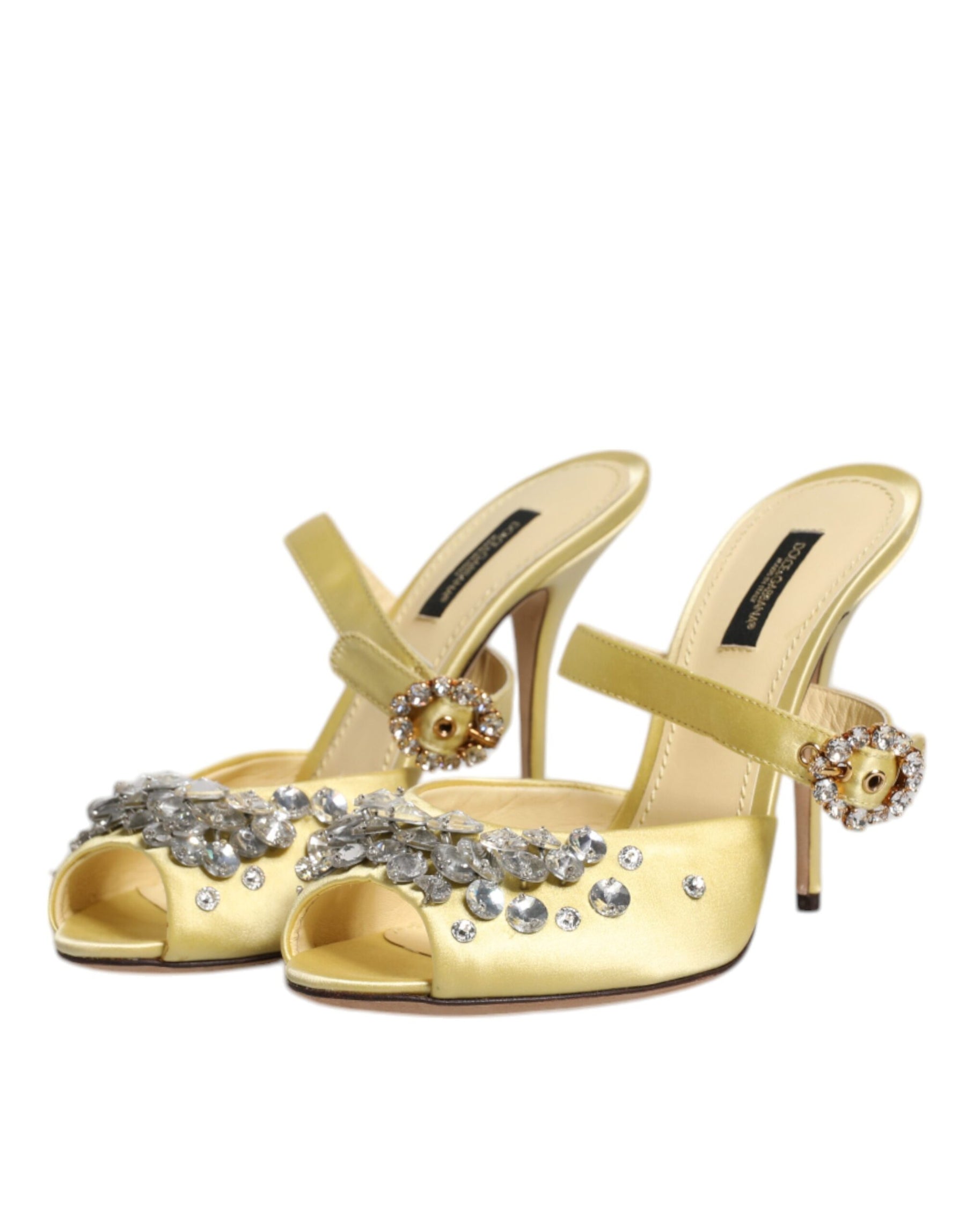 Dolce & Gabbana Yellow Crystal Slides KEIRA Sandals Shoes | Regal Royce
