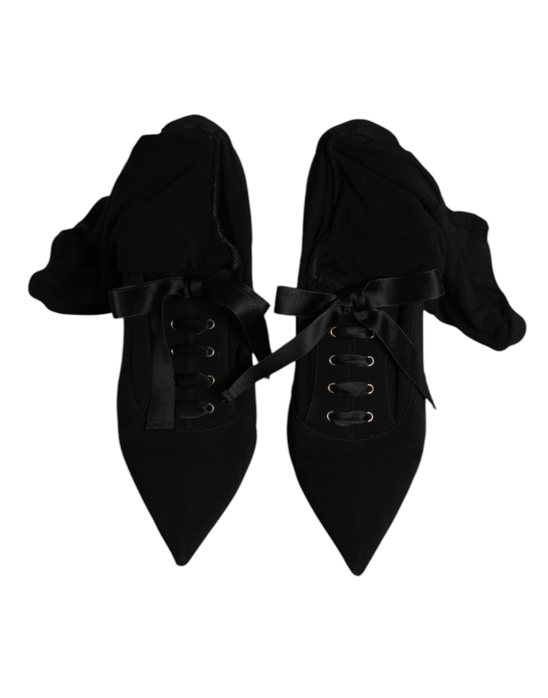Dolce & Gabbana Black Stiletto Heels Mid Calf Boots Shoes | Regal Royce
