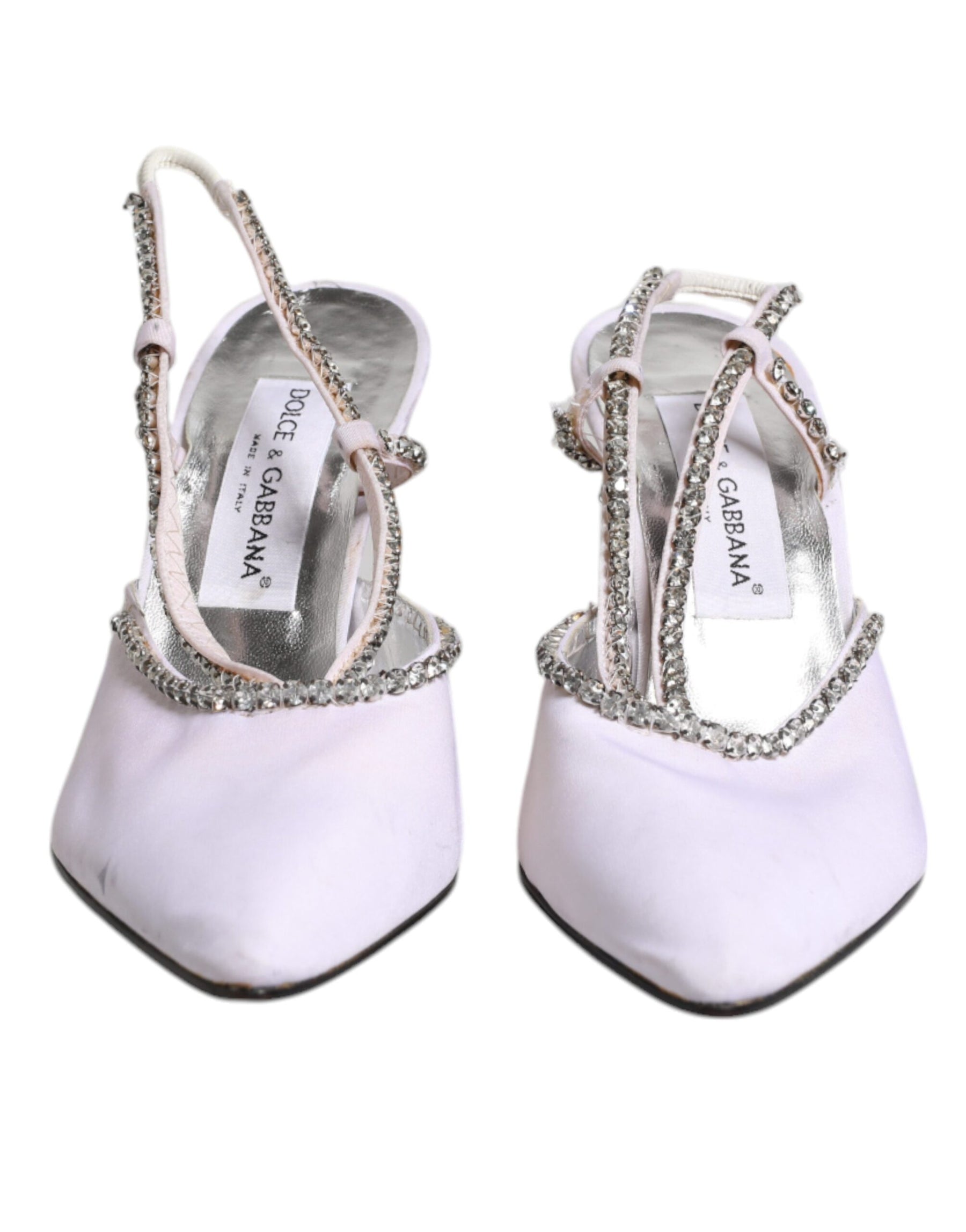 Dolce & Gabbana White Strass Crystal Slingbacks Pumps Shoes | Regal Royce