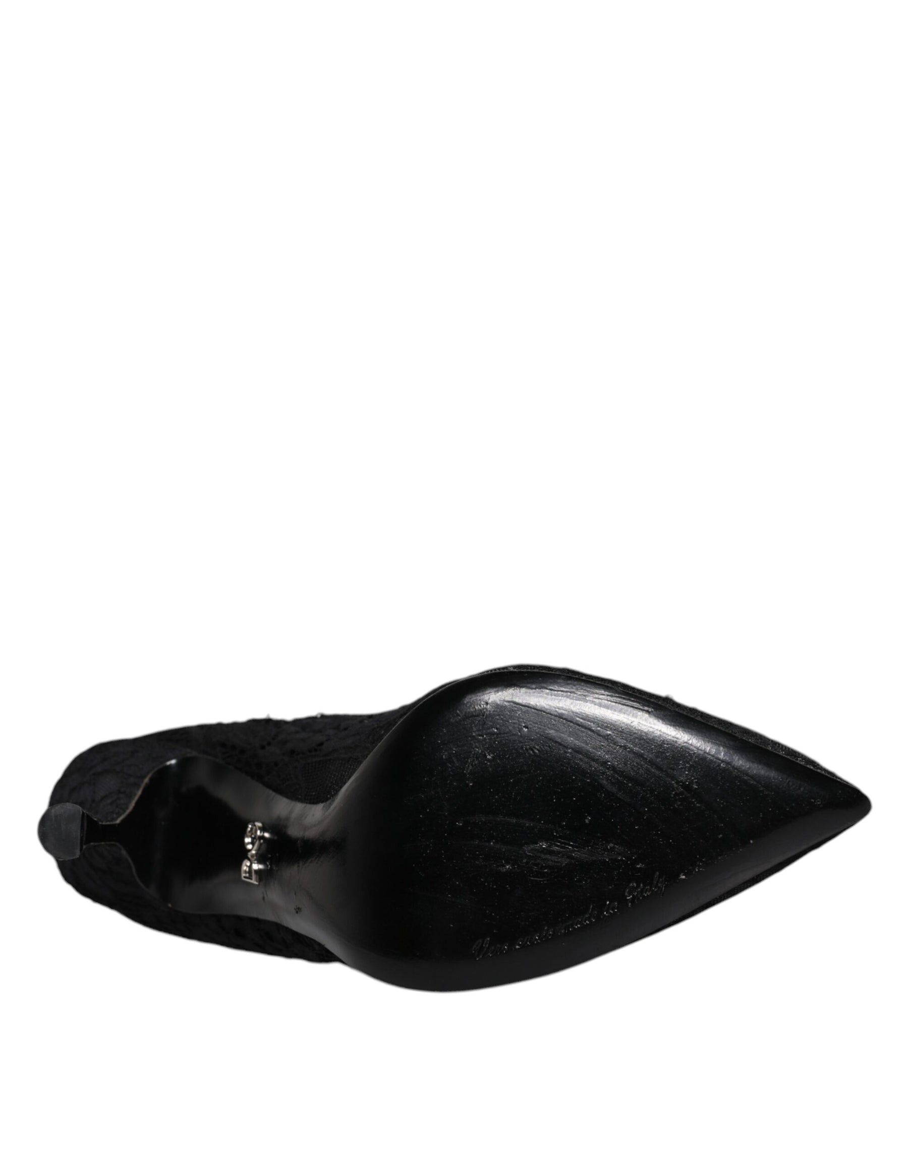 Dolce & Gabbana Black Lace Crystals Mary Jane Pumps Shoes | Regal Royce