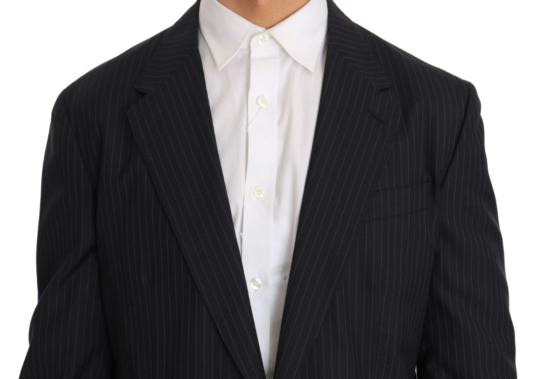 Dolce & Gabbana Gray Striped Wool Jacket Coat Slim Blazer | Regal Royce