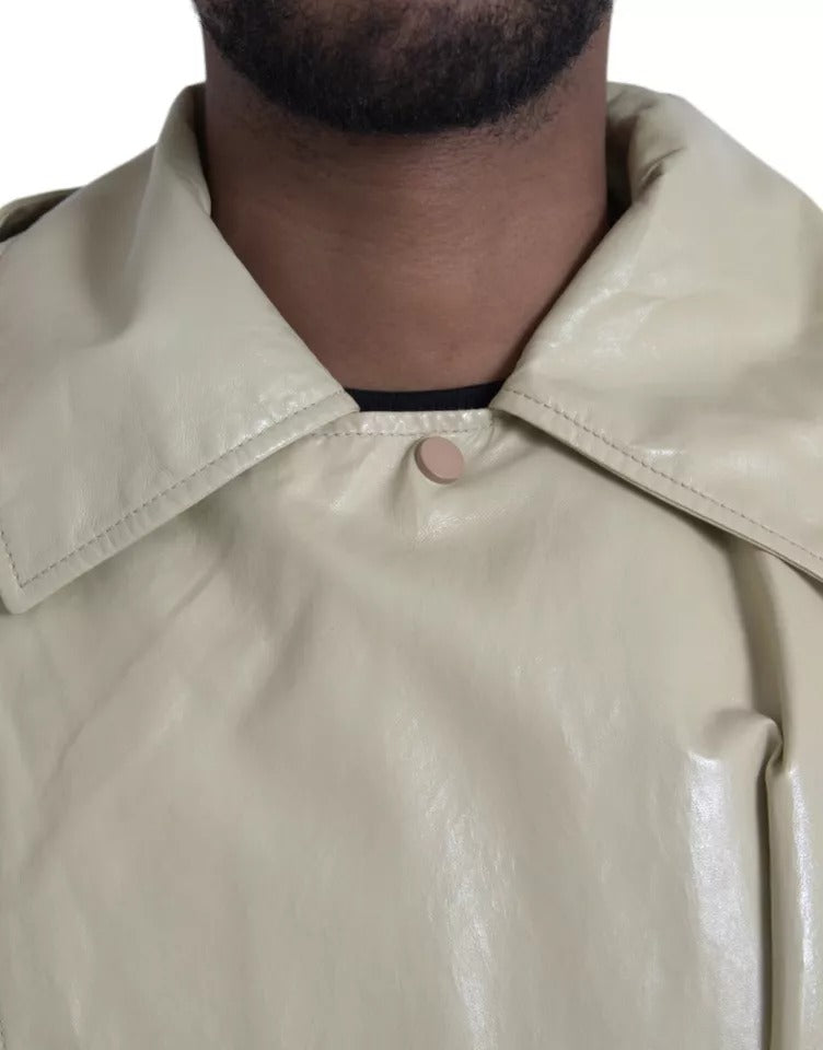 Bottega Veneta Beige Lambskin Leather Trench Coat Jacket | Regal Royce