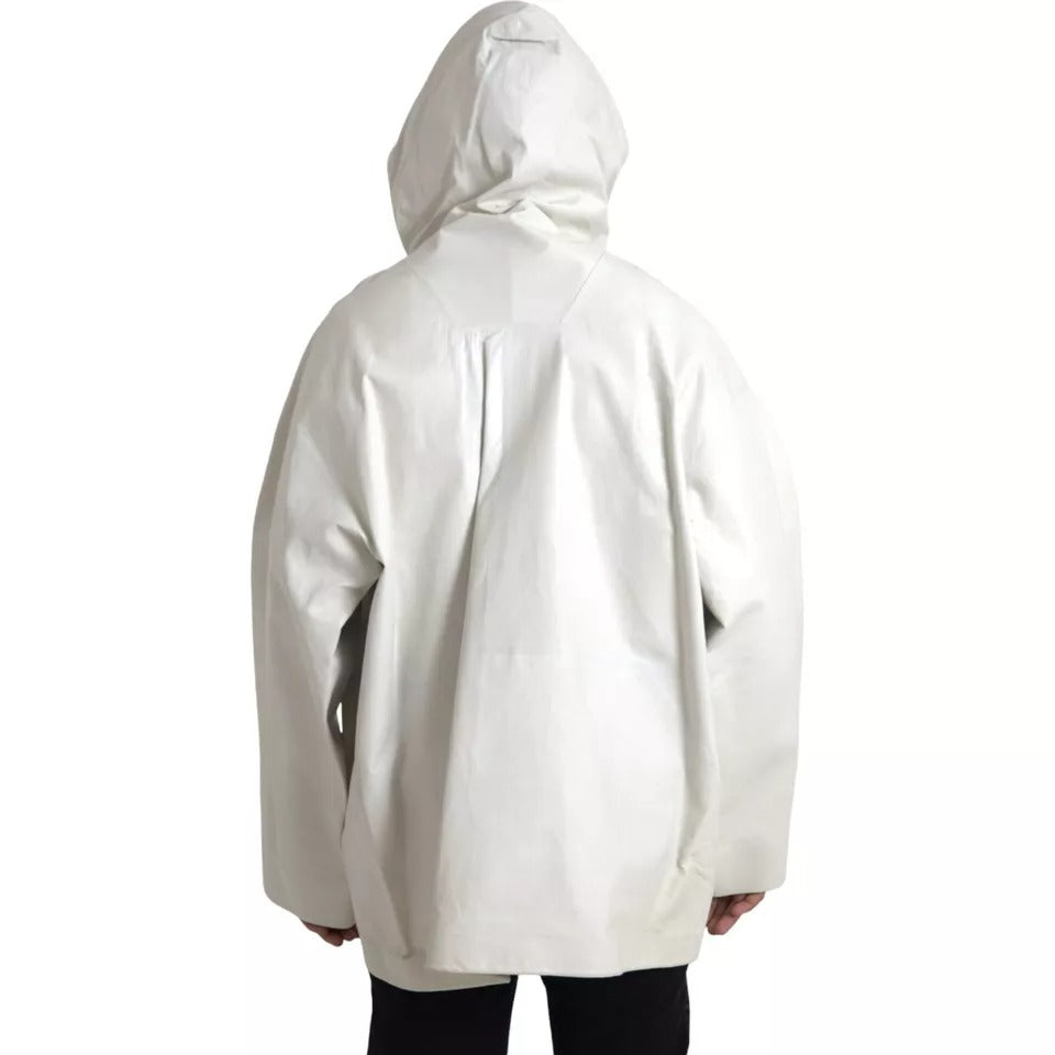 Bottega Veneta White Leather Men Waterproof Jacket Blouson | Regal Royce