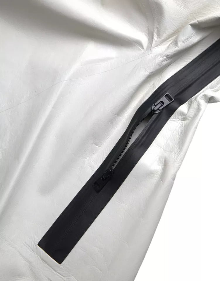 Bottega Veneta White Leather Men Waterproof Jacket Blouson | Regal Royce