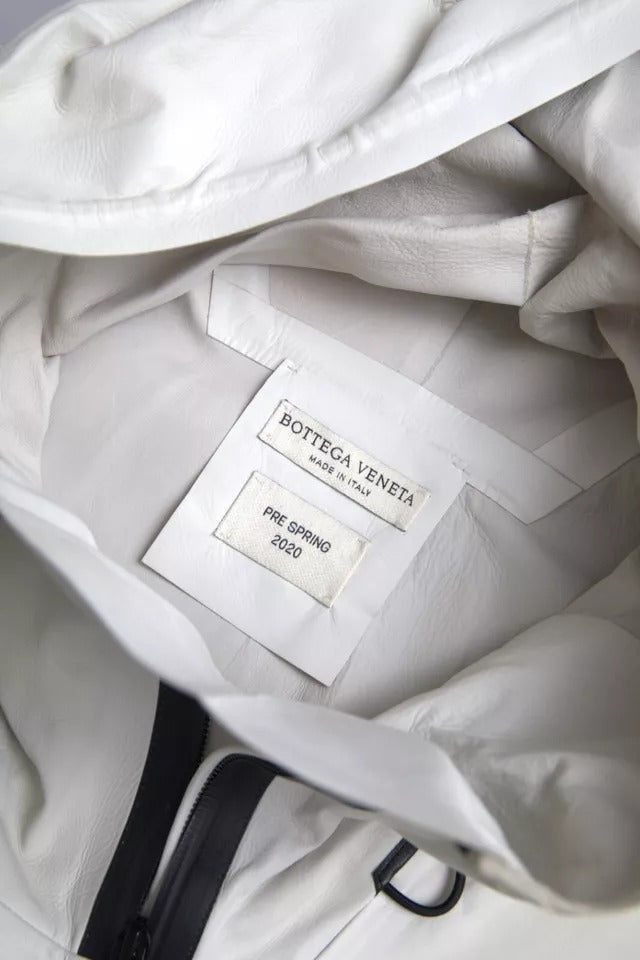 Bottega Veneta White Leather Men Waterproof Jacket Blouson | Regal Royce