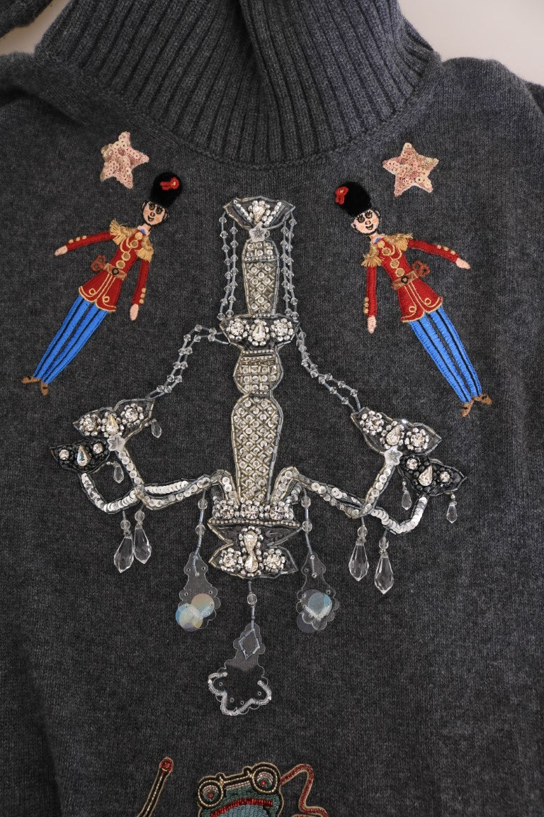 Dolce & Gabbana Fairy Tale Crystal Gray Cashmere Sweater | Regal Royce
