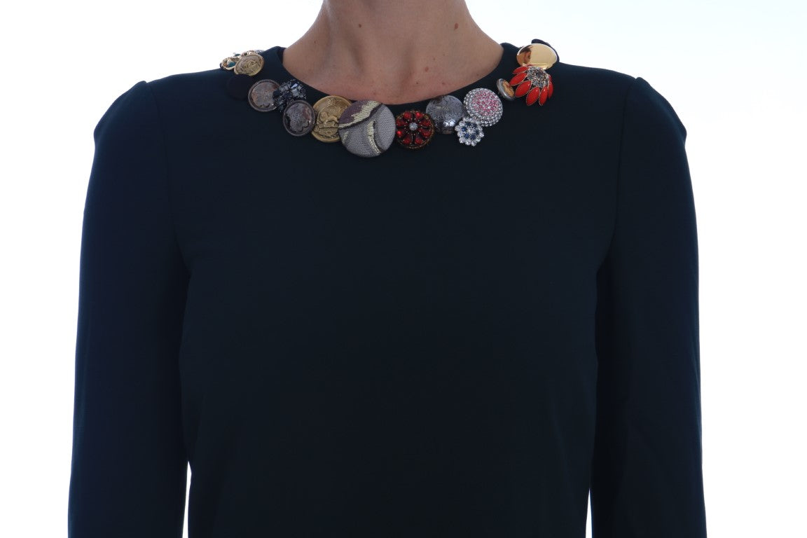 Dolce & Gabbana Crystal Green Stretch A-Line Short Dress | Regal Royce