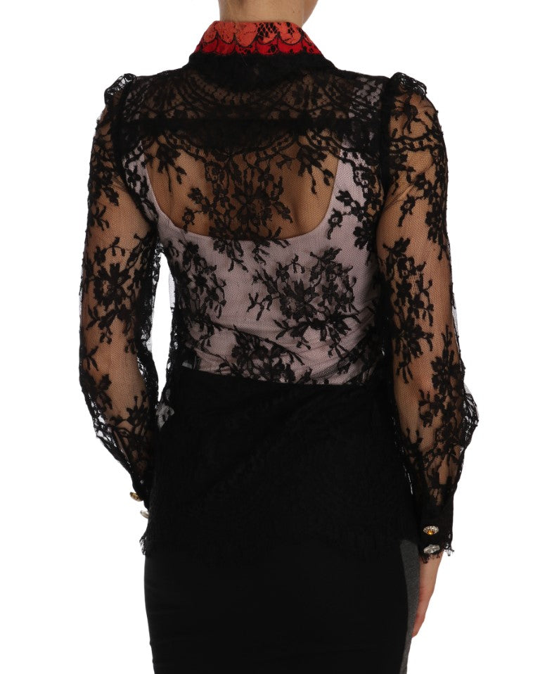 Dolce & Gabbana Black Lace Crystal SPACE Shirt | Regal Royce