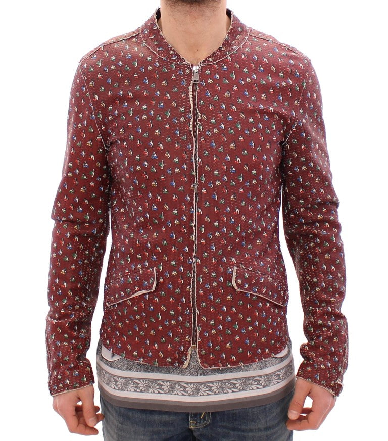 Dolce & Gabbana Bordeaux Leather Boxer Print Jacket Coat | Regal Royce