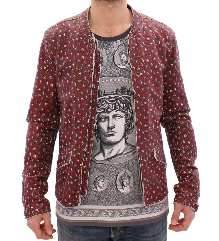 Dolce & Gabbana Bordeaux Leather Boxer Print Jacket Coat | Regal Royce