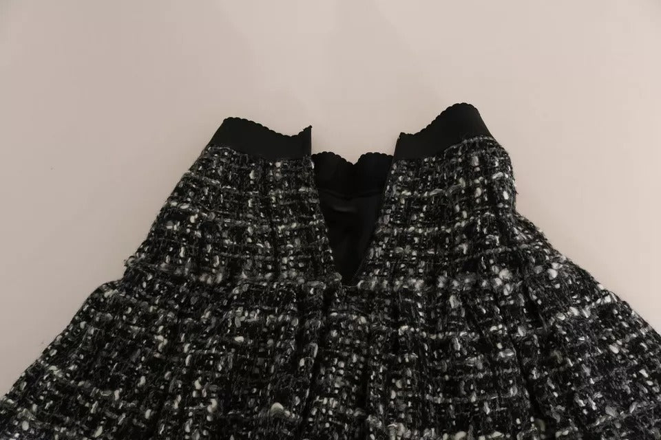 Dolce & Gabbana Black Check Flounce Detailed Wool Mini Skirt | Regal Royce
