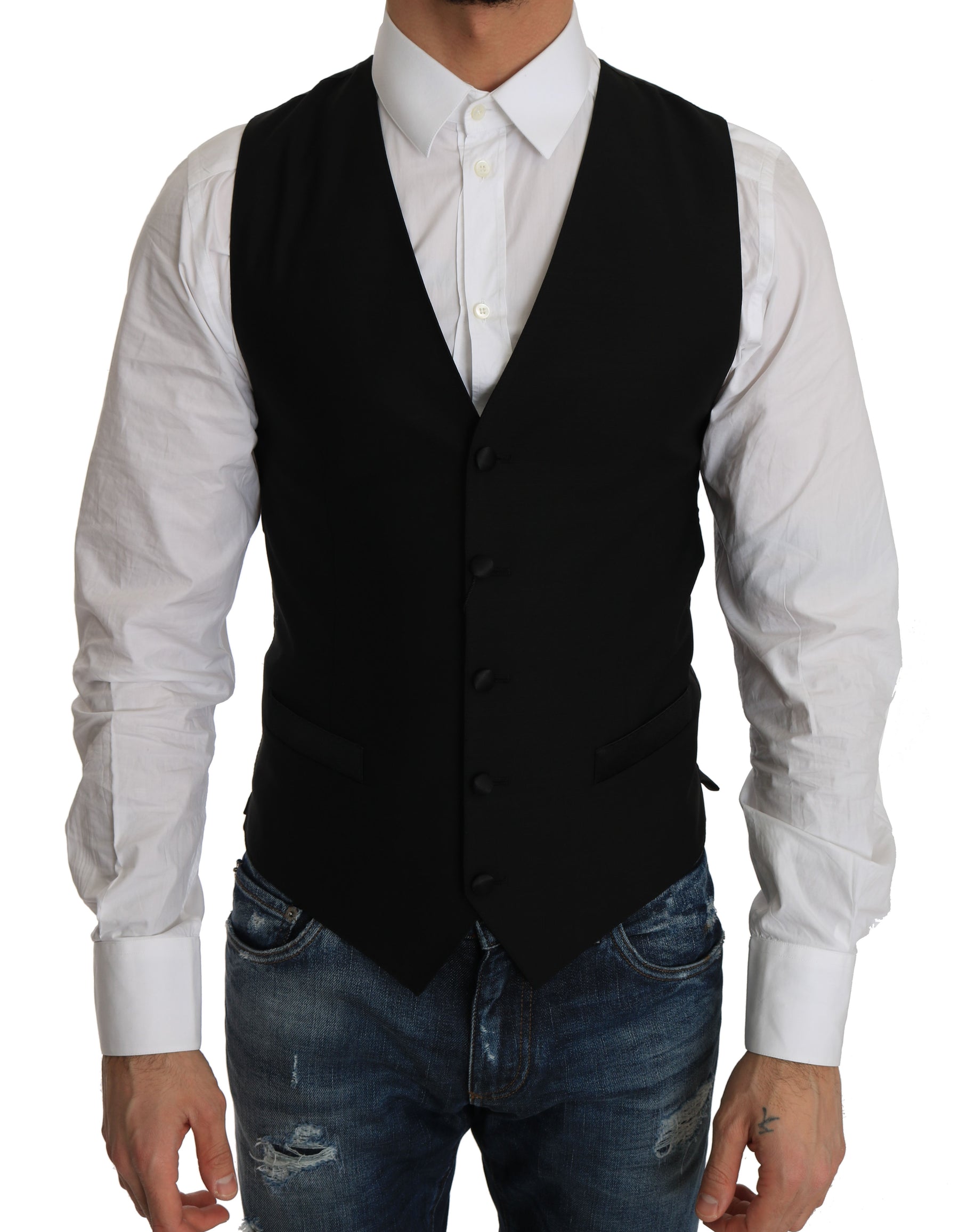 Dolce & Gabbana Black Wool Dress Waistcoat | Regal Royce