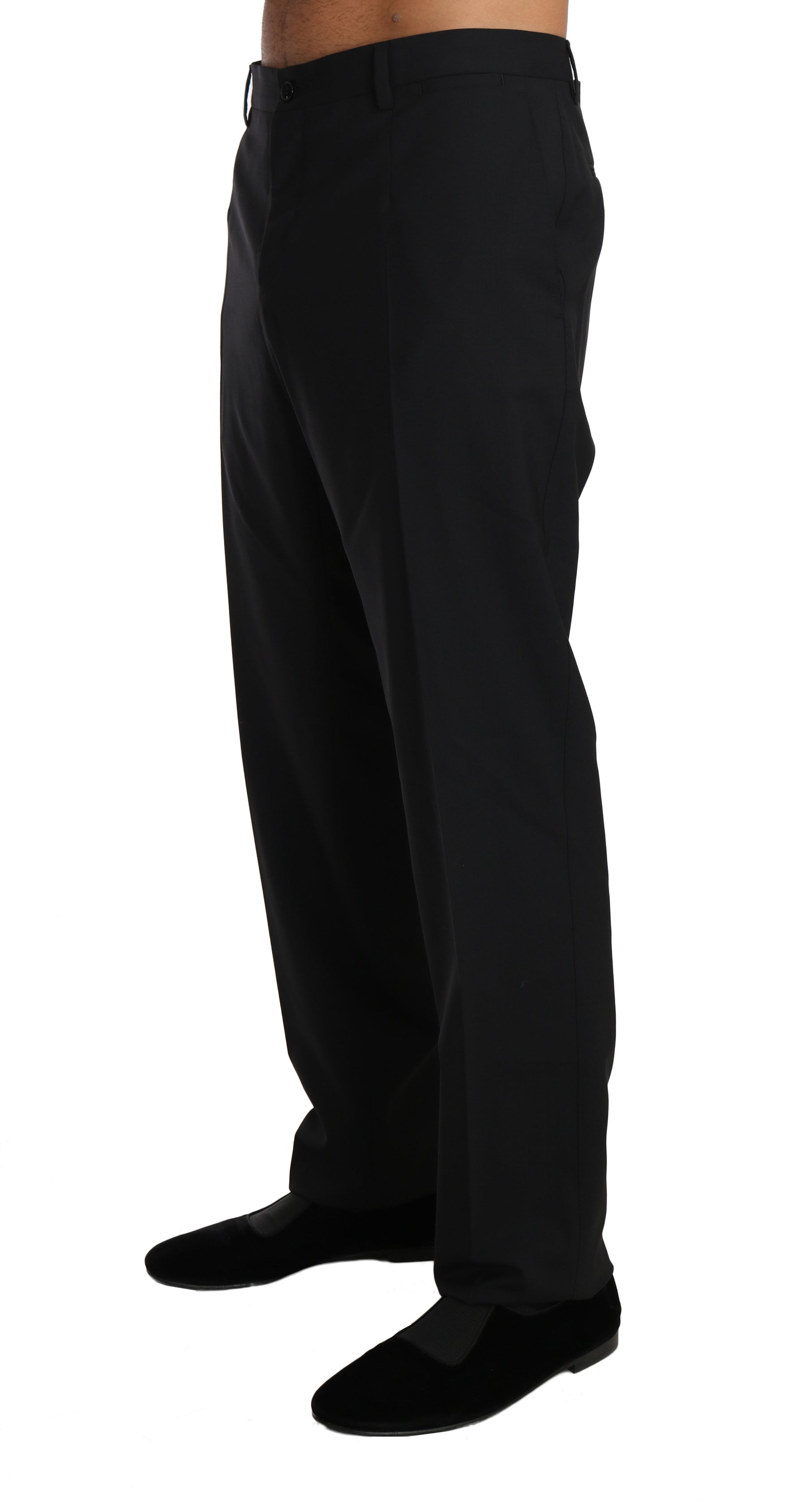 Dolce & Gabbana Black Wool Stretch Formal Trousers | Regal Royce