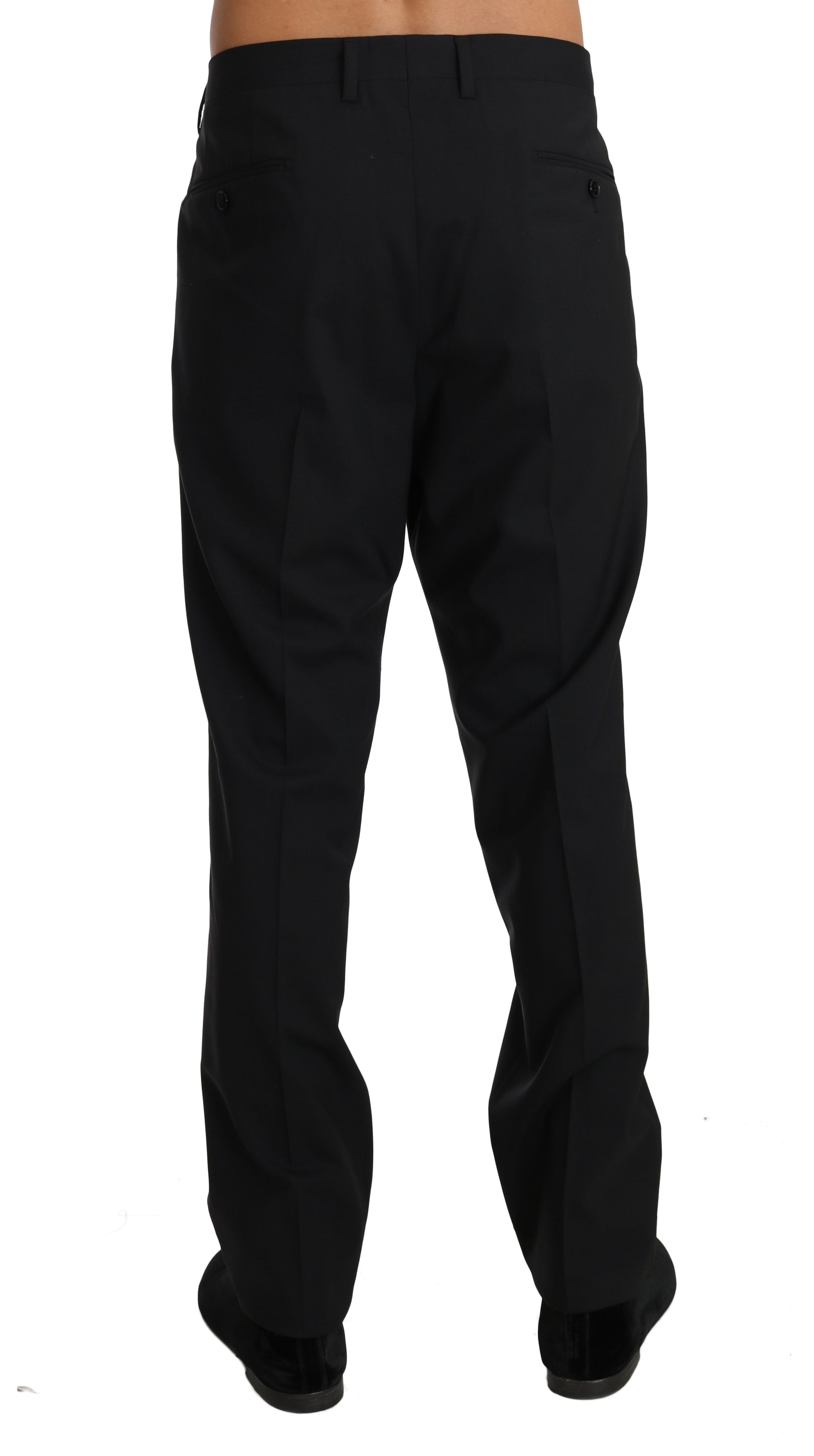 Dolce & Gabbana Black Wool Stretch Formal Trousers | Regal Royce