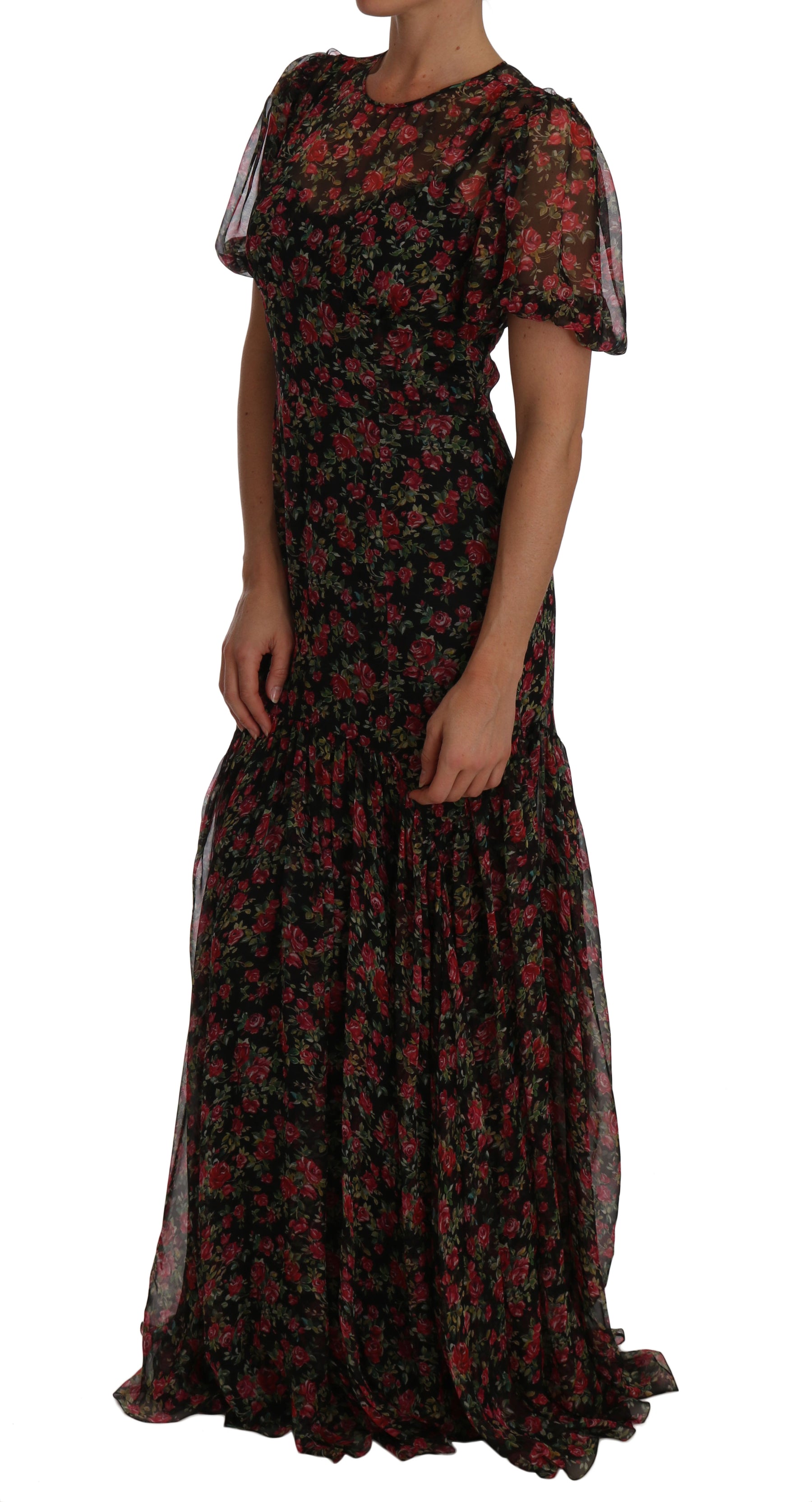 Dolce & Gabbana Black Floral Roses A-Line Shift Gown | Regal Royce