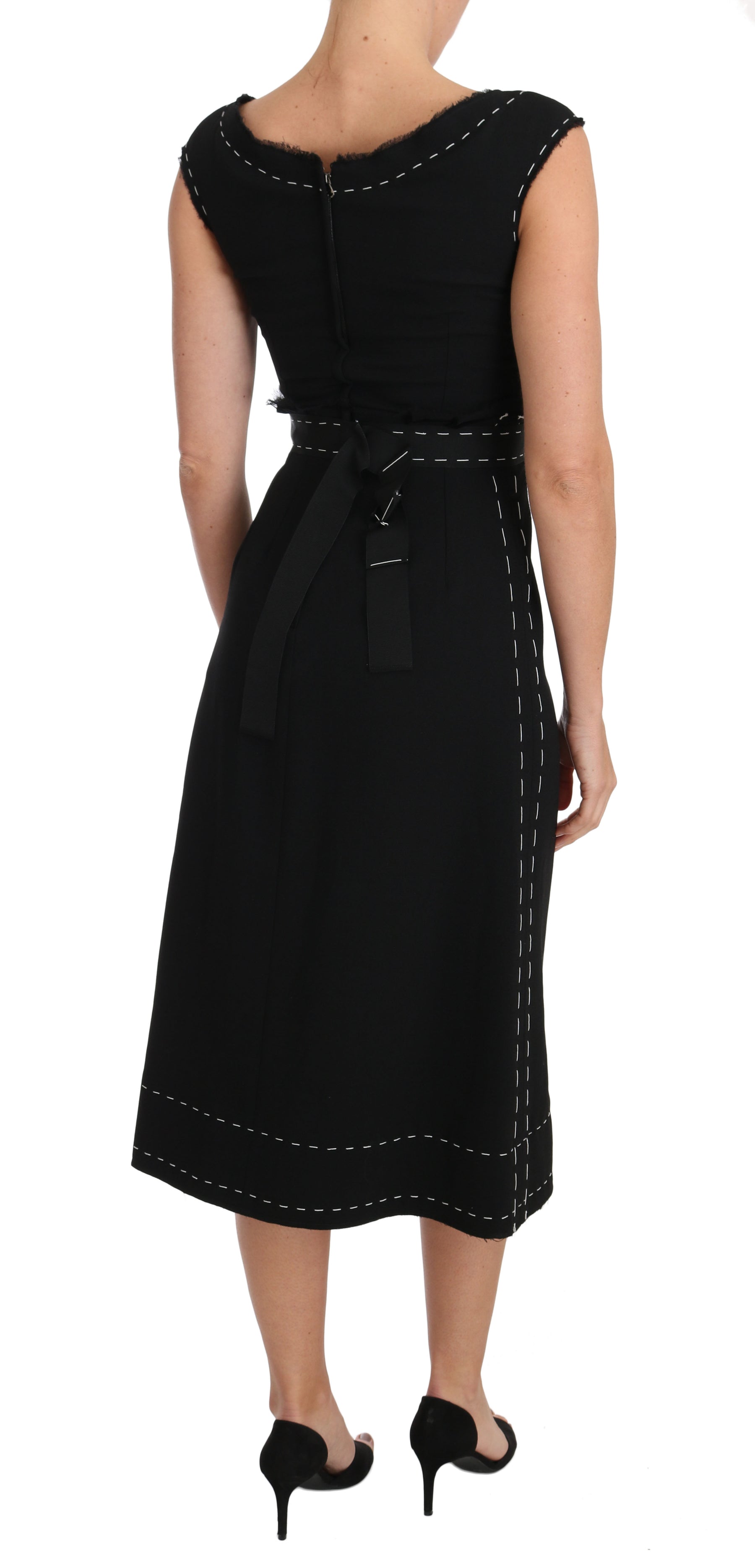 Dolce & Gabbana Black Wool Stretch A-line Sheath Dress | Regal Royce