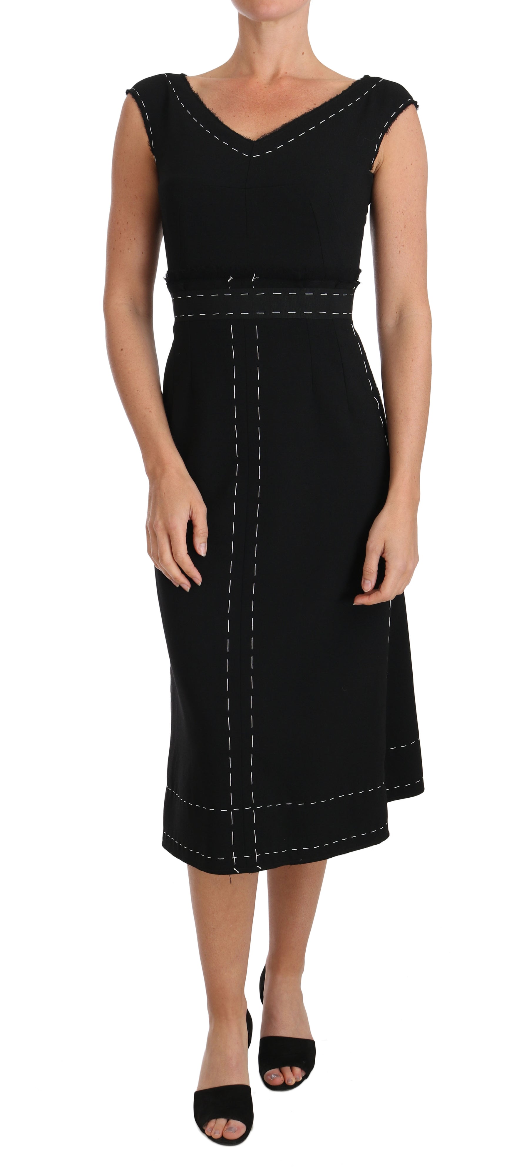 Dolce & Gabbana Black Wool Stretch A-line Sheath Dress | Regal Royce