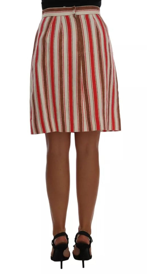 Dolce & Gabbana Multicolor Portofino Stripes Cotton Midi Skirt | Regal Royce