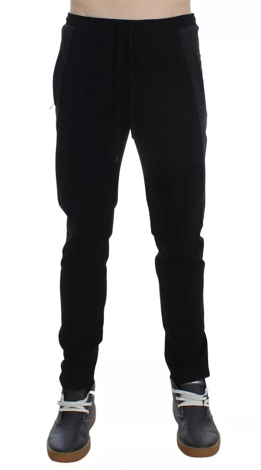 Dolce & Gabbana Black Gray Wool Casual Trousers Stripe Pants | Regal Royce