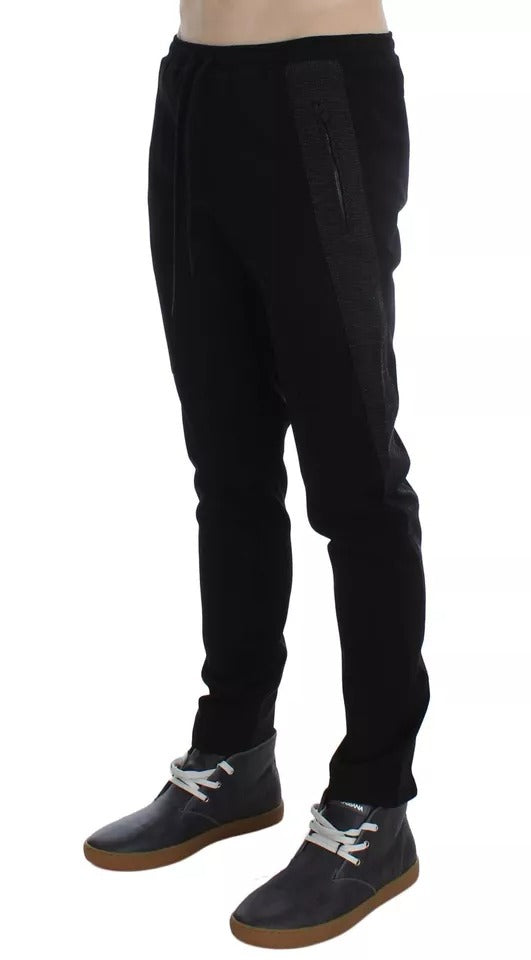 Dolce & Gabbana Black Gray Wool Casual Trousers Stripe Pants | Regal Royce