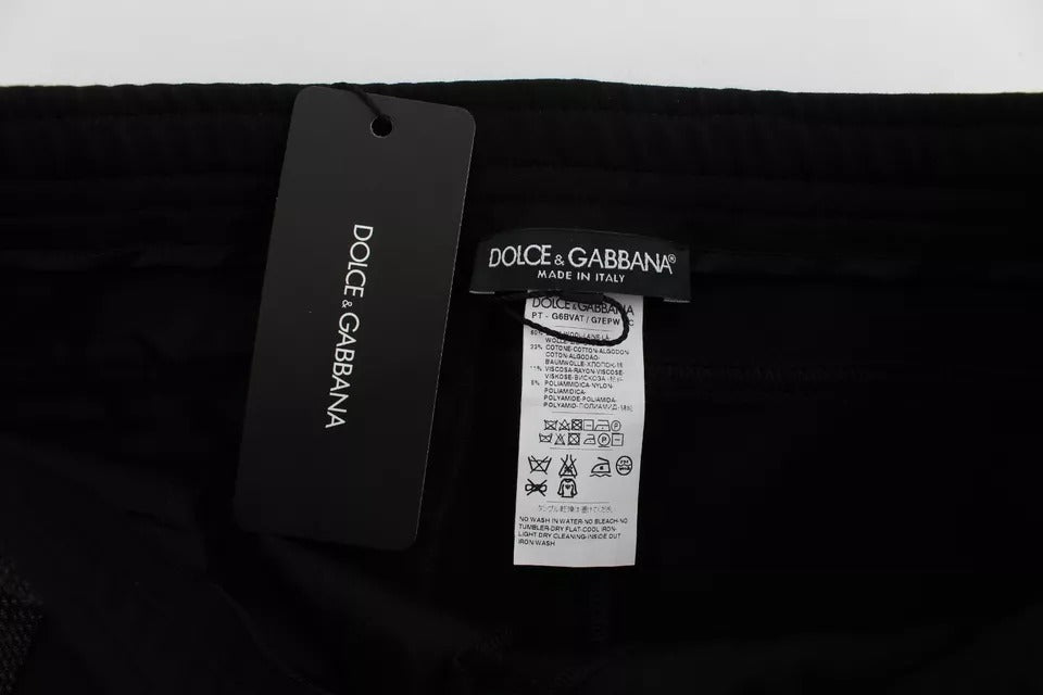 Dolce & Gabbana Black Gray Wool Casual Trousers Stripe Pants | Regal Royce