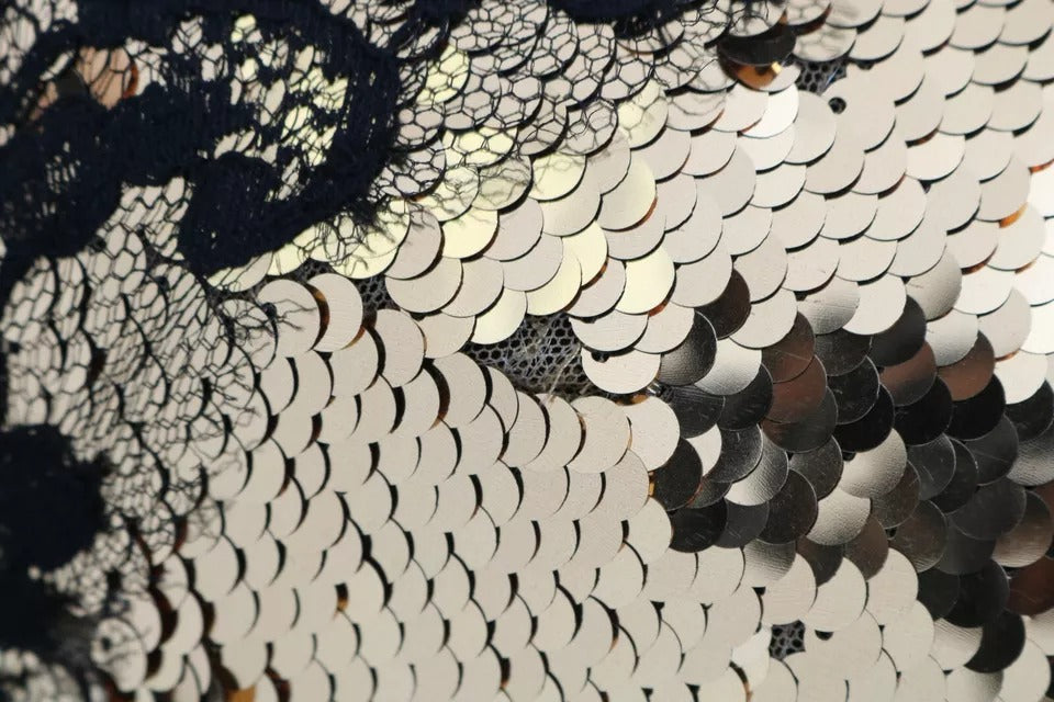 Dolce & Gabbana Gold Strapless Sequin Embellished Lace Dress | Regal Royce