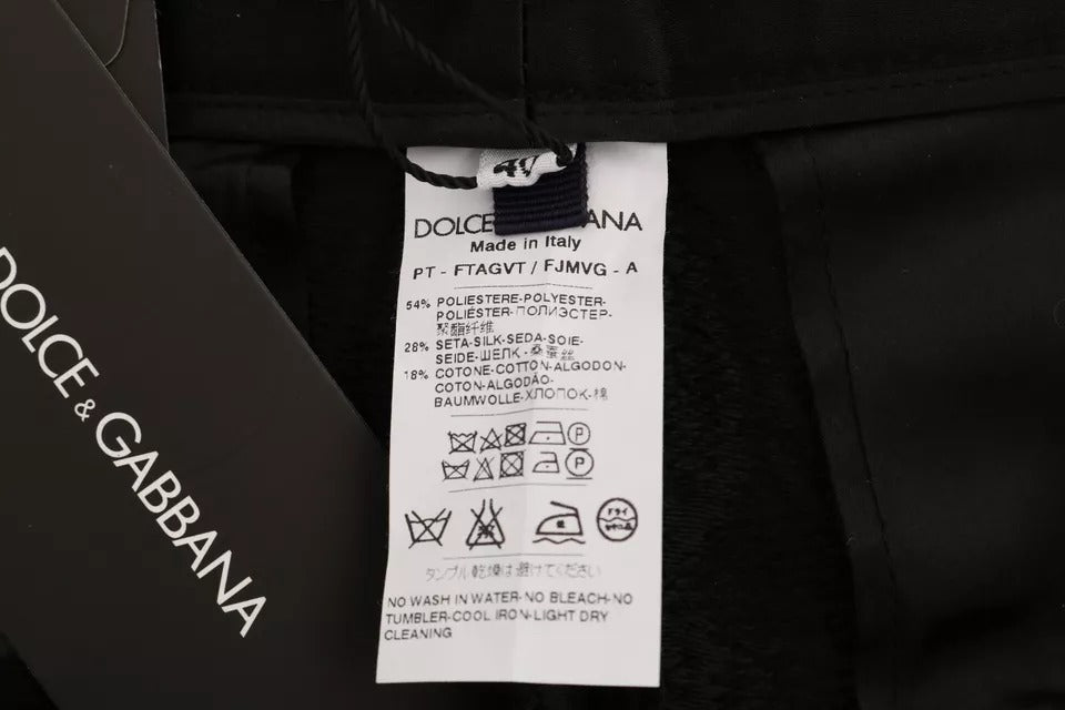 Dolce & Gabbana Black Floral Brocade High Waist Pants | Regal Royce