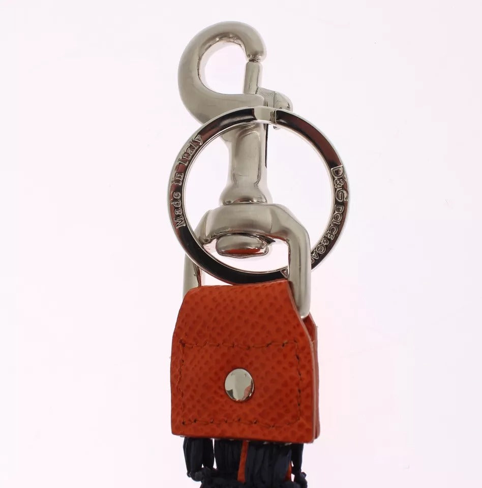 Dolce & Gabbana Red Yellow Raffia Leather Clasp Finder Keyring Keychain | Regal Royce