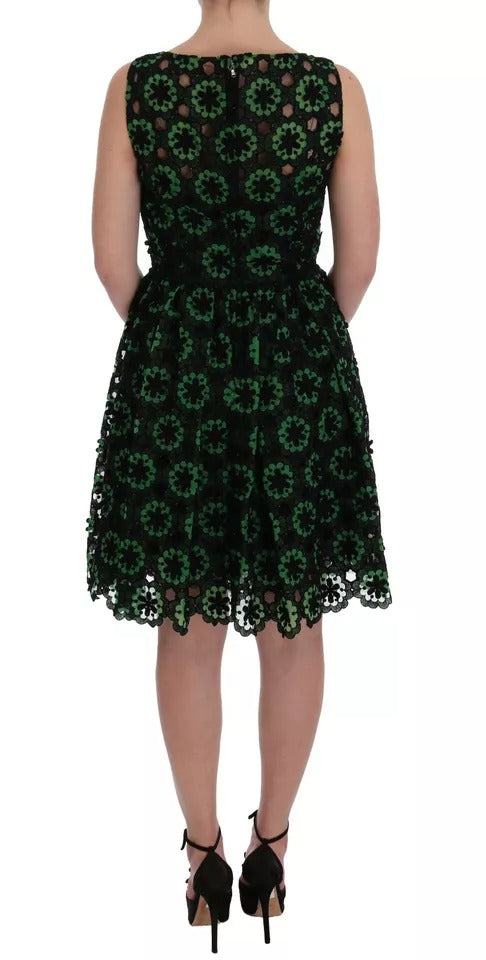 Dolce & Gabbana Green Floral Ricamo A-Line Shift Dress | Regal Royce