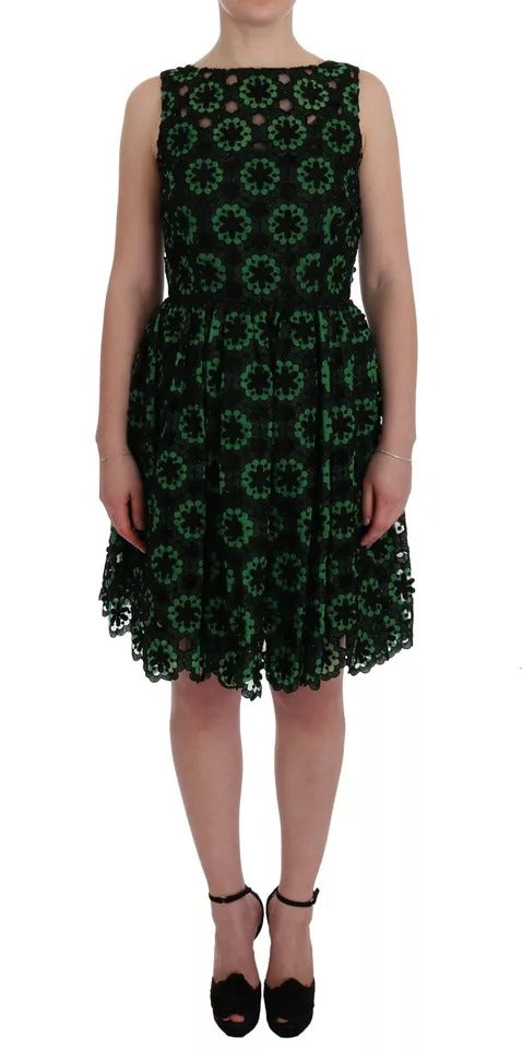 Dolce & Gabbana Green Floral Ricamo A-Line Shift Dress | Regal Royce