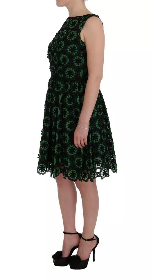 Dolce & Gabbana Green Floral Ricamo A-Line Shift Dress | Regal Royce