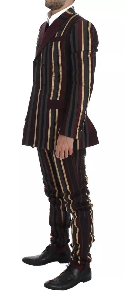 Dolce & Gabbana Multicolor Striped Runway 3 Piece Slim Fit Vest Suit | Regal Royce