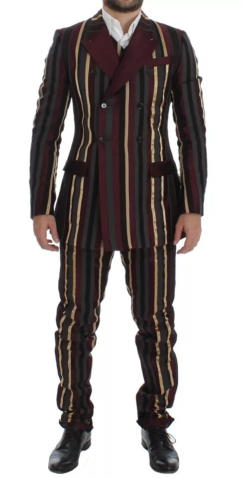 Dolce & Gabbana Multicolor Striped Runway 3 Piece Slim Fit Vest Suit | Regal Royce