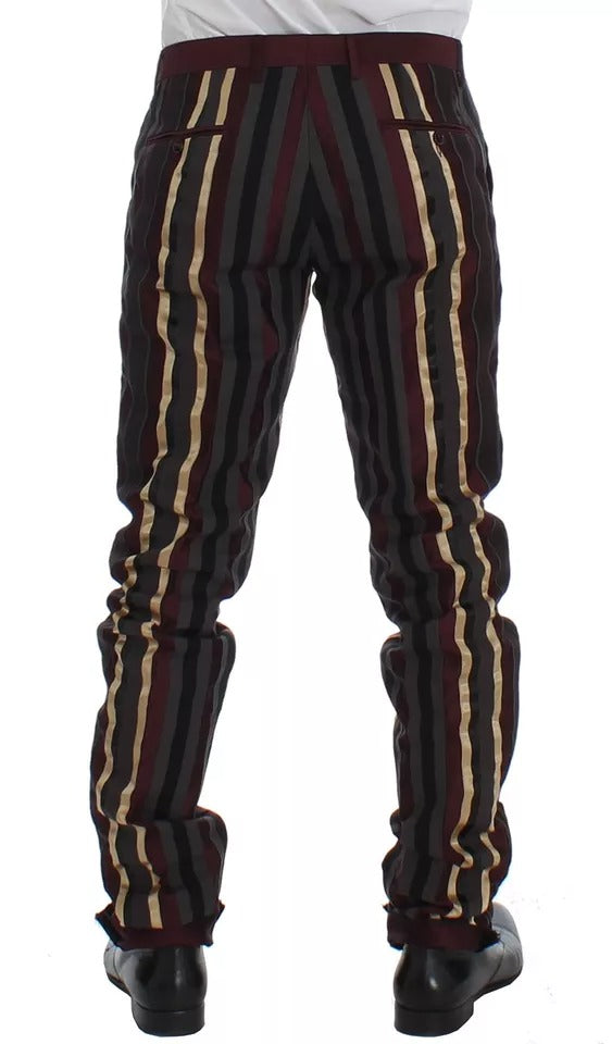 Dolce & Gabbana Multicolor Striped Runway 3 Piece Slim Fit Vest Suit | Regal Royce