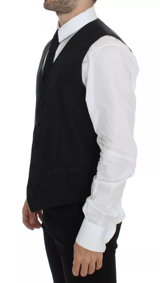 Dolce & Gabbana Black Wool Silk Dress Gilet Jacket Vest | Regal Royce