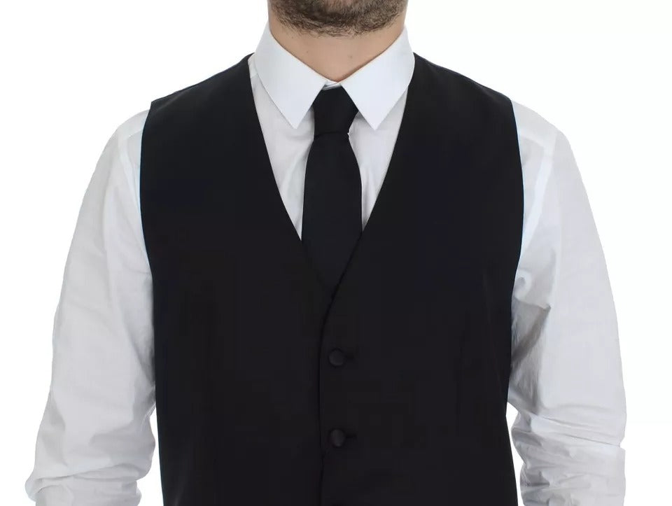 Dolce & Gabbana Black Wool Silk Dress Gilet Jacket Vest | Regal Royce