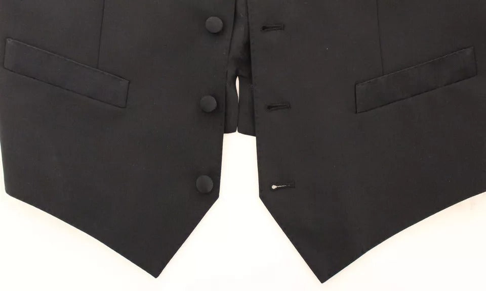 Dolce & Gabbana Black Wool Silk Dress Gilet Jacket Vest | Regal Royce