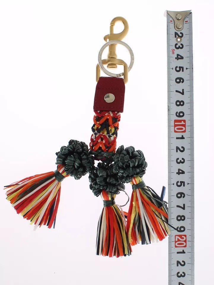 Dolce & Gabbana Multicolor Raffia Leather Clasp Finder Chain Keyring | Regal Royce