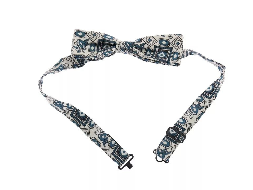 Dolce & Gabbana White Blue Silk Bowtie Leather Belt Gift Box Set | Regal Royce