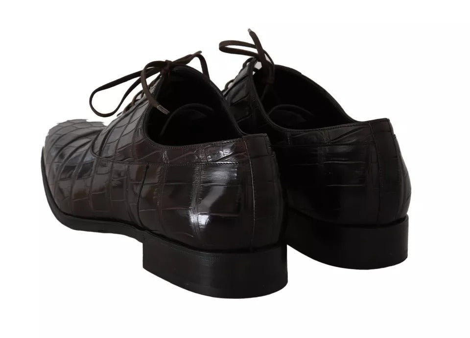 Dolce & Gabbana Brown Patterned Leather Dress Formal Shoes | Regal Royce