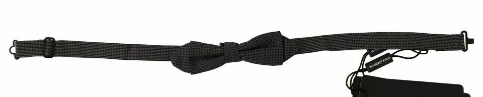 Dolce & Gabbana Gray Pattern Silk Adjustable Neck Bow Tie | Regal Royce