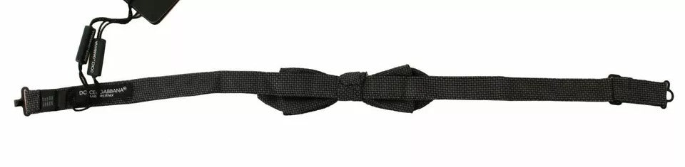 Dolce & Gabbana Gray Pattern Silk Adjustable Neck Bow Tie | Regal Royce