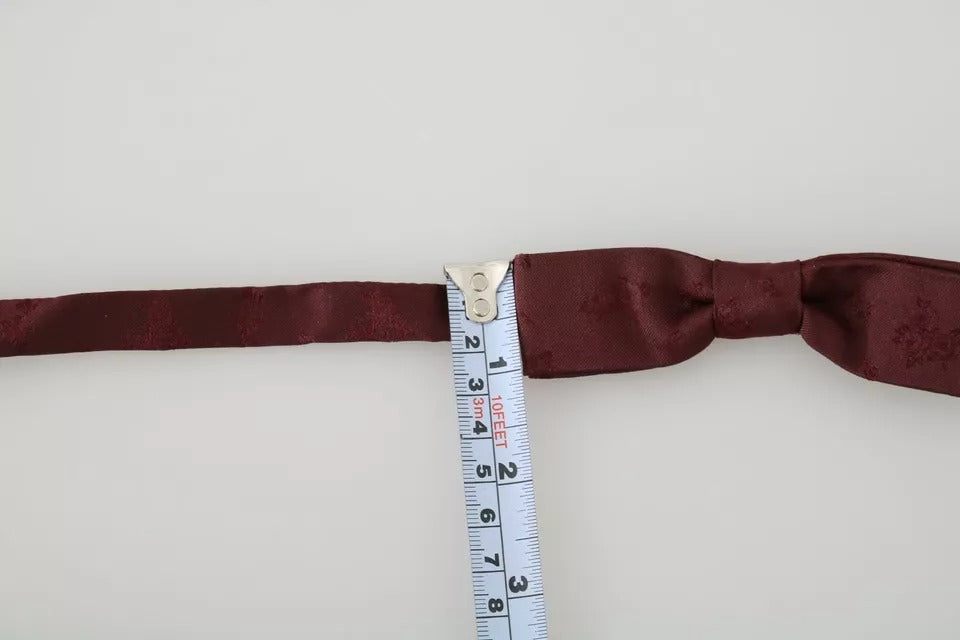 Dolce & Gabbana Bordeaux Silk Floral Faille Adjustable Bow Tie | Regal Royce