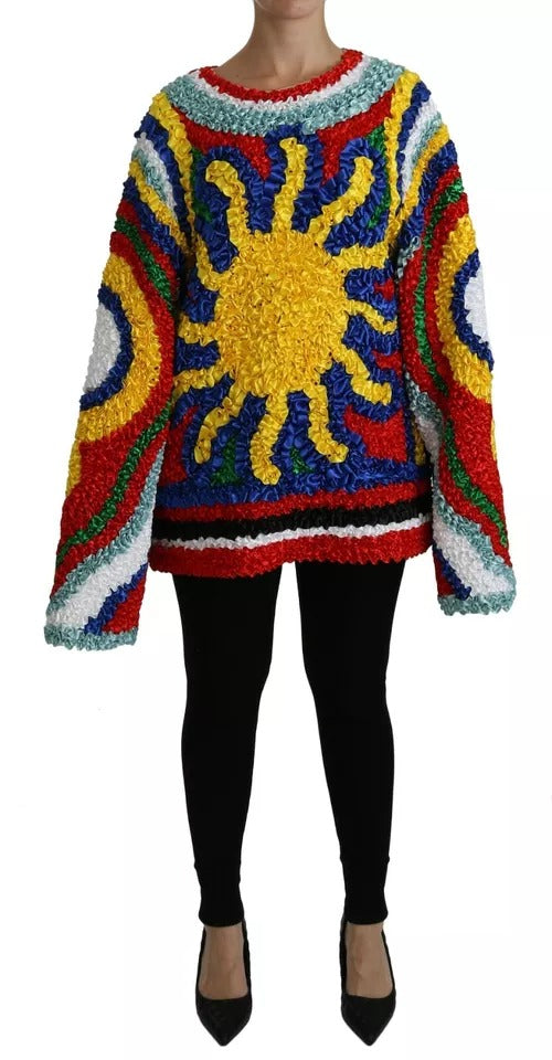 Dolce & Gabbana Multicolor Sun Ruffled Top Blouse Sweater | Regal Royce