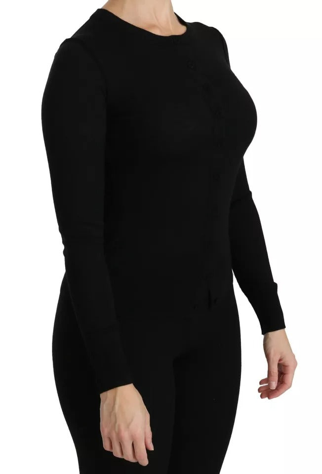 Dolce & Gabbana Black Virgin Wool Long Sleeve Top Blouse Top | Regal Royce