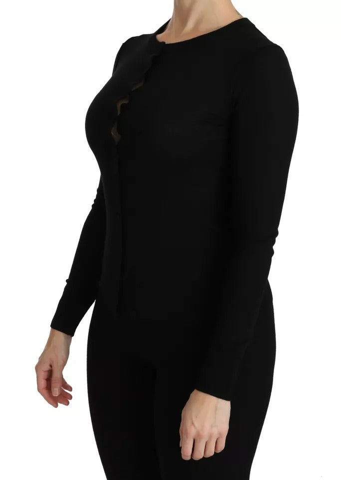 Dolce & Gabbana Black Virgin Wool Long Sleeve Top Blouse Top | Regal Royce